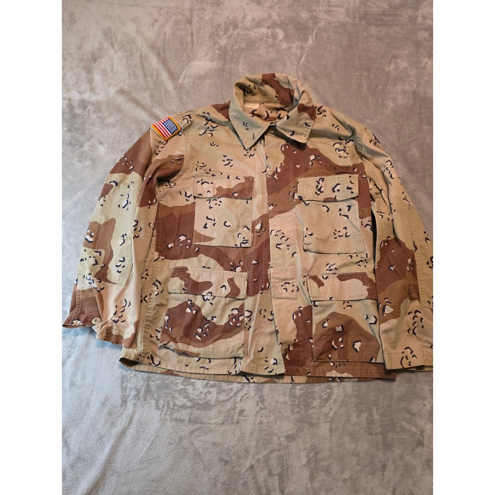 Military BDU Combat Jacket Mens Medium Short Tan Chocolate Chip Desert Camo